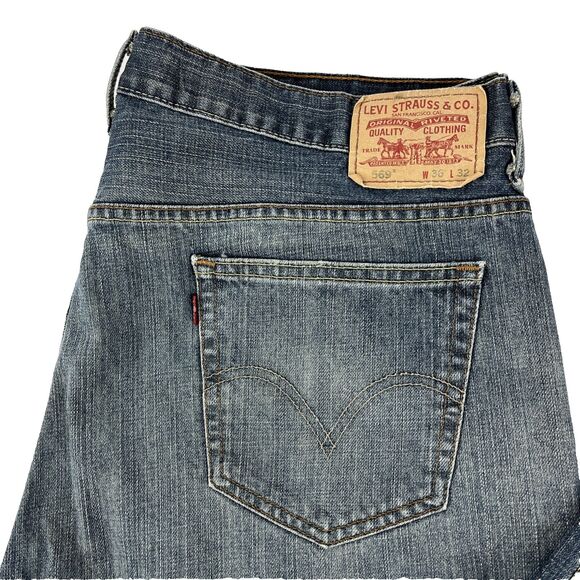 Vintage Y2K Levi’s 569 Loose Straight Baggy Jeans Size 36x32 Distressed - Picture 3 of 10